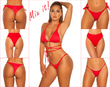 Mix it!!! triangel-bikini top om vast te binden rood